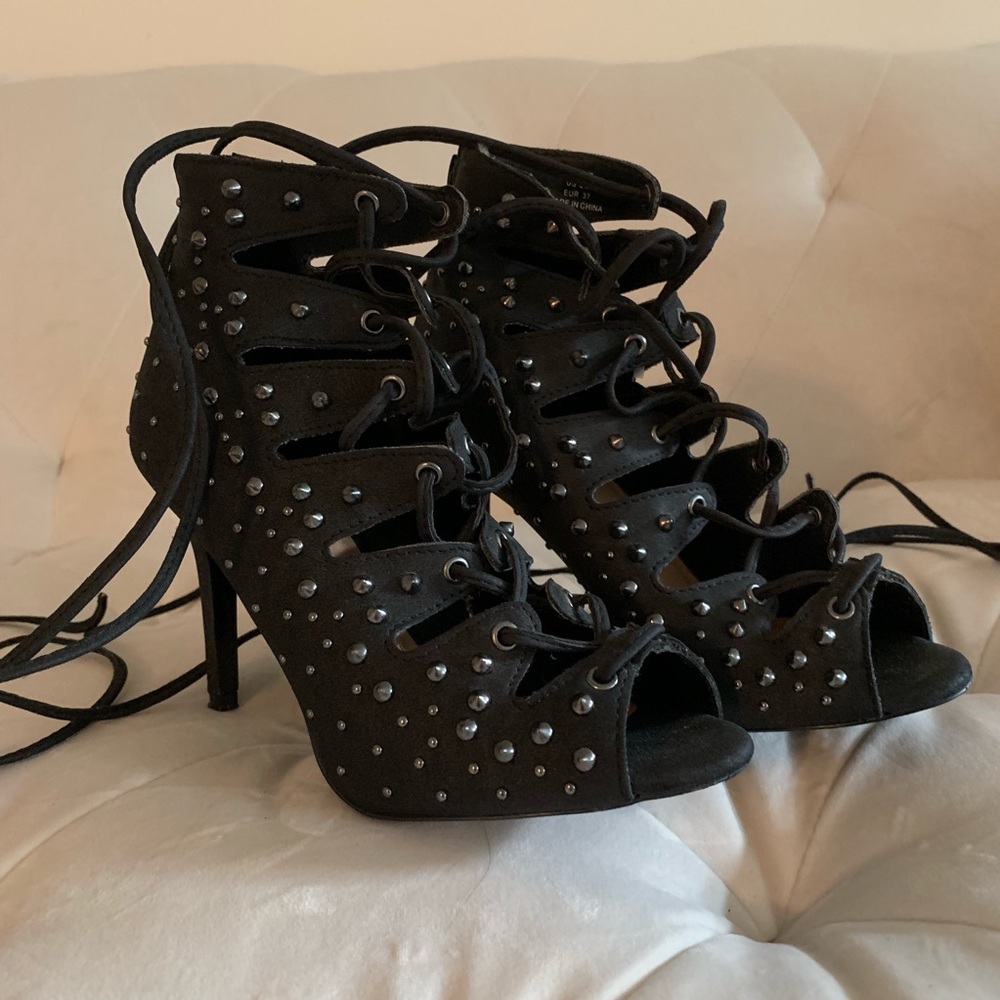 Black studded ankle boots